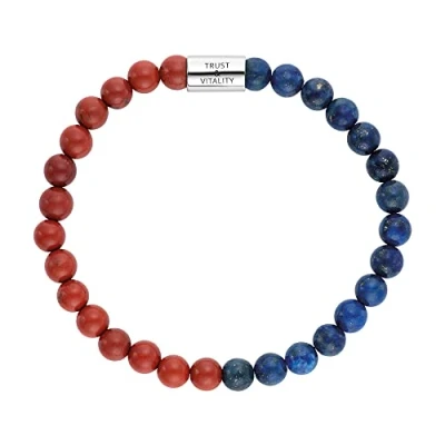 Abbildung von Engelsrufer Damen Stretch Armband aus Sterling Silber mit 30 echten Edelstein Perlen Roter Jaspis und Lapislazuli Trust &amp; Vitality Gravur nickelfrei Größe: M