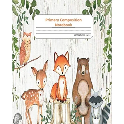 Abbildung von Primary Composition Notebook Half Ruled Blank: Dotted Midline and Picture Space Grades K 2 School Exercise Book (Animals Notebooks For Girls &amp; Boys)