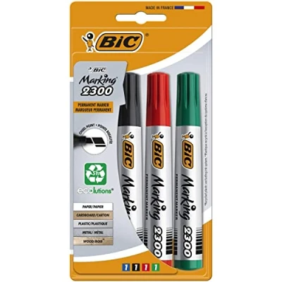 Abbildung von BIC Marking 2300 ECOlutions Öko Permanent Marker mit Keilspitze verschiedenen Farben, 4er Pack