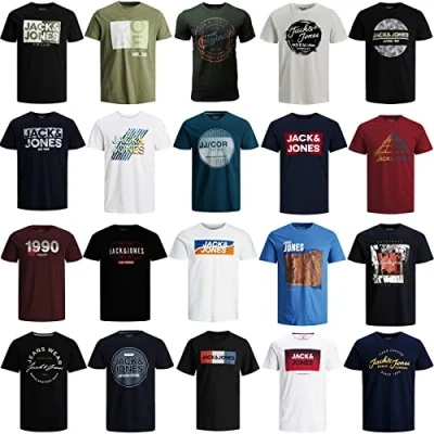 Abbildung von JACK &amp; JONES T Shirt Herren 3er Mix Pakete Rundhals Tee Baumwollmix (3, XL)