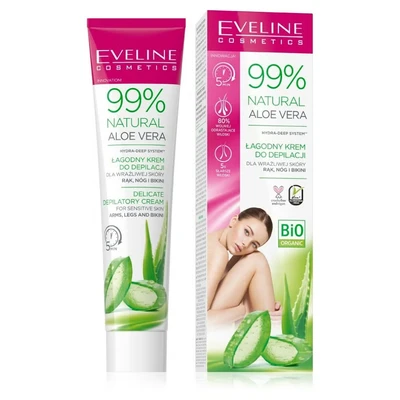 Abbildung von Eveline Cosmetics 99% Natural Aloe Vera Enthaarungscreme Hände, Beine und Bikini, 125ml
