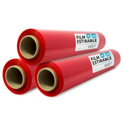 Abbildung von rote Folie zum Verpacken, Kunststoffabdeckung, für Umzugskisten, Schutz von Möbeln und Sendungen, Maße 50 cm x 200 m dehnbar · office (Rot, 3 Stück)