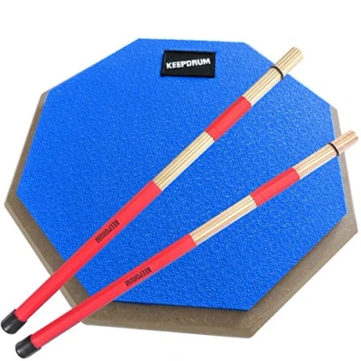 Abbildung von keepdrum DPBL Drum Pad 8&quot; Practice Blau + SV1 Rods 19 Stäbe Drumsticks