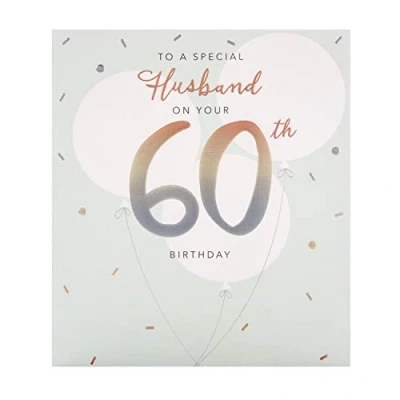 Abbildung von Hallmark Studio Geburtstagskarte für Ehemann zum 60. Geburtstag, geprägtes Design auf strukturiertem Karton