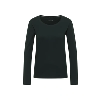 Abbildung von Cecil Basic Langarmshirt, Damen, Größe: Large, Grün