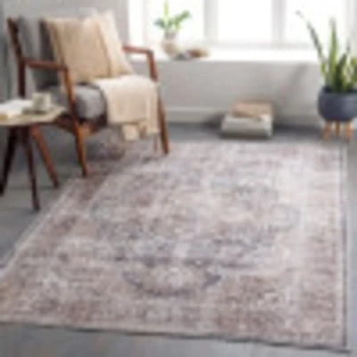 Abbildung von Surya Ottawa Teppich waschbar in Waschmaschine Vintage für Wohnzimmer, Esszimmer, Küche Traditionelle Teppiche, Orientalischer Boho Teppich, Groß 160x200cm Braun