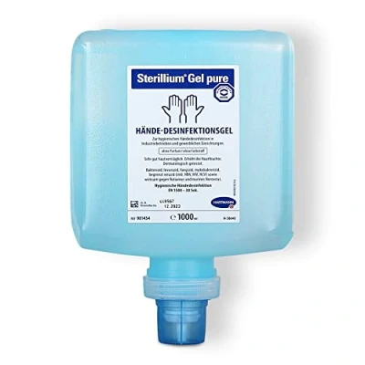 Abbildung von Hartmann Sterillium® Gel pure Hände Desinfektionsgel 85% Ethanol, 1 Liter Überkopf Flasche für CleanSafe Spender