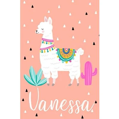 Abbildung von Vanessa: Personalisiertes Design Notizbuch Alpaka Lama 120 linierte Seiten ( ca.DIN A5 ) , perfekte Geschenkidee für die Schule,Weihnachten mit Name
