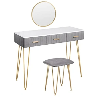 Abbildung von Woltu Schminktisch (1 St), mit Hocker und Spiegel, Modern Kosmetiktisch