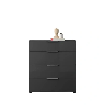 Abbildung von Stella Trading Kommode SANTORIN Anthrazit mit Glasfront, Schrank Korpus in Oberboden Glas und Schubladen für Ihren Wohnbereich 90 x 99 40 cm (B/H/T)