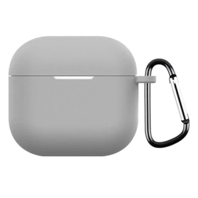 Abbildung von CoverKingz Hülle kompatibel mit AirPods 4 Silikon Schutzhülle Cover Case Tasche Grau