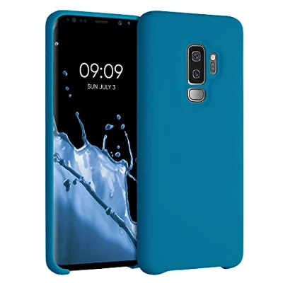 Abbildung von kwmobile Hülle kompatibel mit Samsung Galaxy S9 Plus Silikon Handy Case Handyhülle weiche Oberfläche kabelloses Laden Karibikblau