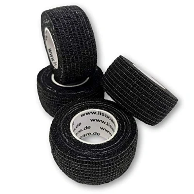 Abbildung von LisaCare Wundpflaster Selbsthaftender Fingerverband Fingerpflaster/Bandage (Set, 4 St., Schwarz / 2,5cm x 4,5m), Zertifiziertes Medizinprodukt!