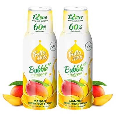 Abbildung von 2 x 500 ml FruttaMax Getränkesirup Mango Geschmack weniger Zucker mit 60% Fruchtanteil