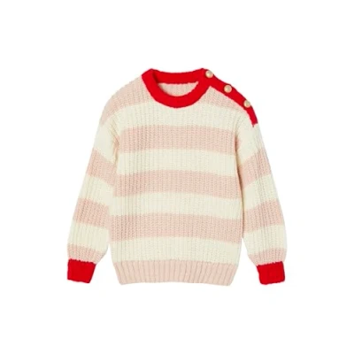 Abbildung von Vertbaudet Mädchen Pullover Mama Tochter Capsule STREIFENLIEBE Oeko Tex rosa gestreift 128