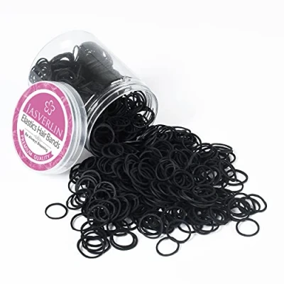 Abbildung von JASVERLIN Schwarze Gummibänder für Haare, Kleine Baby Haarkrawatten Pferdeschwanzhalter Winzige Haargummibänder Mädchen Frauen 1000 Stück 1/2 Zoll