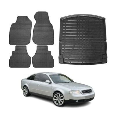 Abbildung von OMAC 1104YPS 484 Fußmattensatz Gummi 5 schwarz AUDI: A6 C5 Limousine