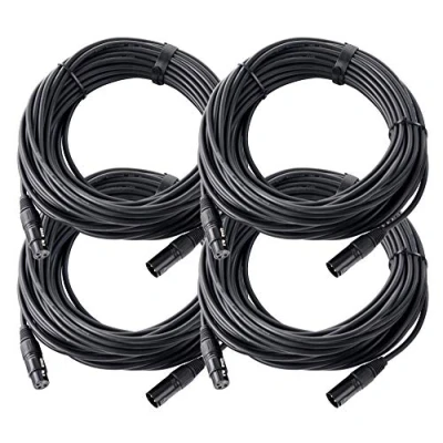 Abbildung von 4er Set Pronomic XFXM 20 Mikrofonkabel (20m Länge, XLR female 3 pol &gt; male pol, Stecker handgelötet, säure und ölfest, Spannzangen Zugentlastung) schwarz
