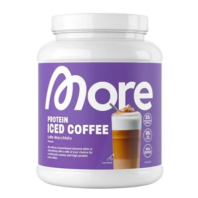 Abbildung von MORE Protein Iced Coffee, 500g, Latte Macchiato, Eiskaffee mit wertvollen Proteinen, wenig Zucker und Fett made in Germany
