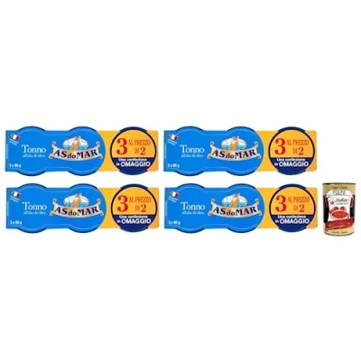 Abbildung von 24x AS do MAR Tonno all&#039;Olio di Oliva,Thunfisch in Olivenöl,ideal jedem Rezept,80g Dose + Italian Gourmet Polpa Pomodoro 400g