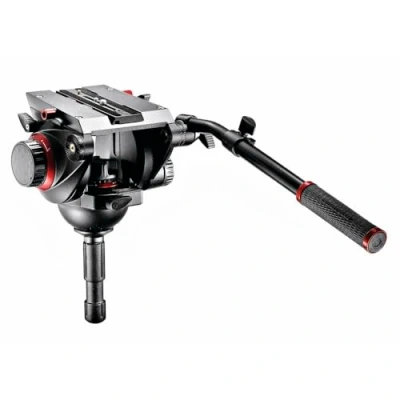 Abbildung von Manfrotto 509 Pro Fluid Video Neiger, Aluminium Stativkopf für DSLR, spiegellose Kamera, Videokamera, Fotografie Zubehör Content Erstellung, Videomaking, Vlogging 13,5 kg Nutzlast