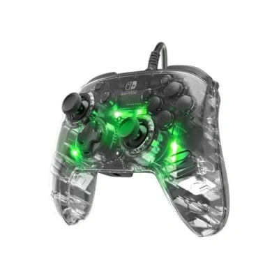 Abbildung von PDP Afterglow Deluxe LED verkabelter Gaming Controller, lizenziert durch Nintendo für Switch und OLED, RGB Farbton, durchsichtiger Gamepad 3,5 mm Klinke, Dual Vibration, Paddle Tasten
