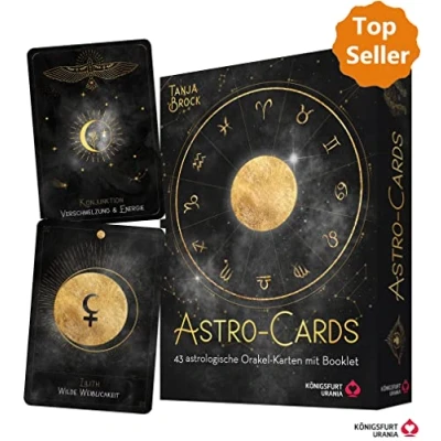 Abbildung von Astro Cards: 43 astrologische Orakel Karten mit Booklet in hochwertiger Stülpdeckelschachtel