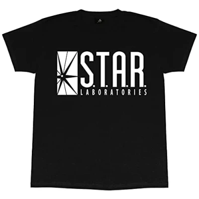 Abbildung von DC Comics Das Flash Star Labs Logo Freund Fit T Shirt, Damen, S 4XL, Schwarz, Offizielle Handelsware