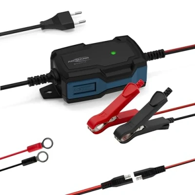 Abbildung von ANSMANN Intelligentes 5 Stufen Ladegerät 6V 12V / 1A mit LED Anzeige für Bleibatterien Auto, Motorrad und Kleintransporter