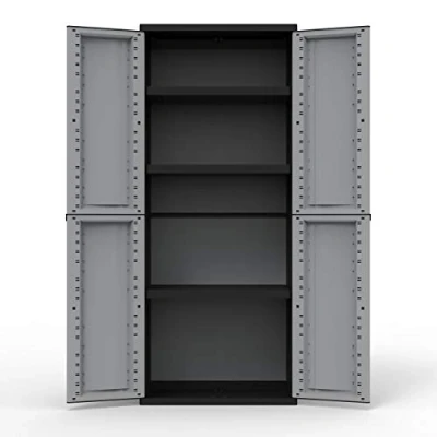Abbildung von Kreher Mehrzweckschrank Kunststoffschrank &#039;J Twist&#039; in verschiedenen Größen (Schwarz/Grau)
