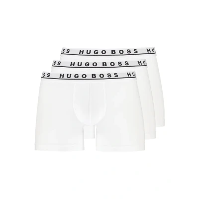Abbildung von Hugo Boss Herren Boxershorts Unterhosen Boxer Brief 50325404 6er Pack, Weiß (White 100), Medium