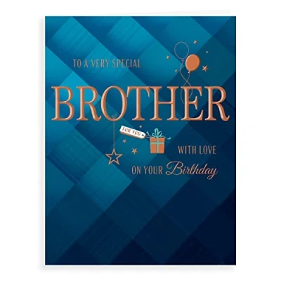 Abbildung von Piccadilly Greetings Group Ltd Avant Garde Studios Geburtstagskarte für Bruder, 20,3 x 15,2 cm, H90035, Blau/Beige/Braun