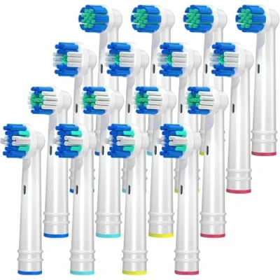 Abbildung von REDTRON Ersatzzahnbürstenköpfe kompatibel mit Oral B, 16 Stück elektrische Zahnbürstenköpfe für Funktioniert Floss Action, Sensitive Clean, Precision 3D Whitening (Weiß)