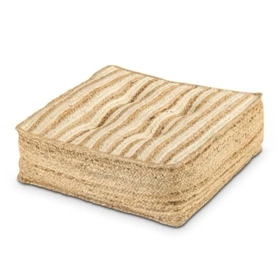 Abbildung von Amago home Sitzhocker Sitzpouf Jute Bodenkissen rund quadratisch Deko Hocker Fußhocker Farbe 50x16x50