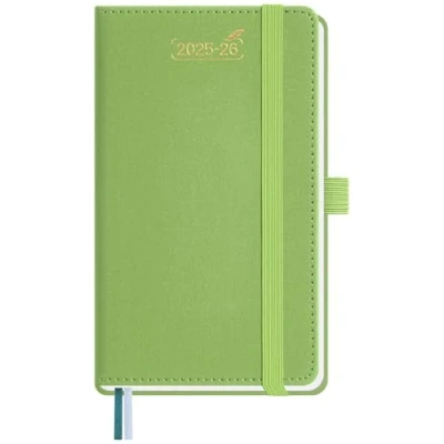 Abbildung von BEZEND 18 Monate Taschenkalender 2025 2026 klein (Juli 25 Dez 26), Kalender 25/26 Wochenplaner A6 1 Woche 2 Seiten mit Spalten, Terminplaner Hardcover, Fruchtgrün