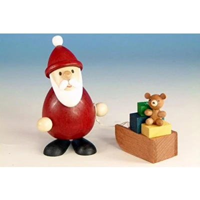 Abbildung von Kunsthandwerk Ullrich Holzfigur Weihnachtsmann mit Geschenkeschlitten HxBxT 9,3x6x5,1cm NEU Seiffen Erzgebirge Dekoration Holzfiguren Weihnachten Fensterschmuck Spielzeug Deko Weihnachtsfigur