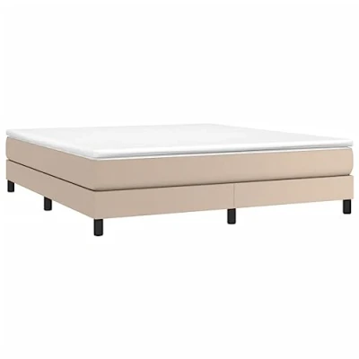 Abbildung von vidaXL Bettgestell, Polsterbett Bett für Schlafzimmer, Bettrahmen mit Lattenrost, Kunstlederbett Doppelbett, Cappuccino Braun 160x200cm Kunstleder