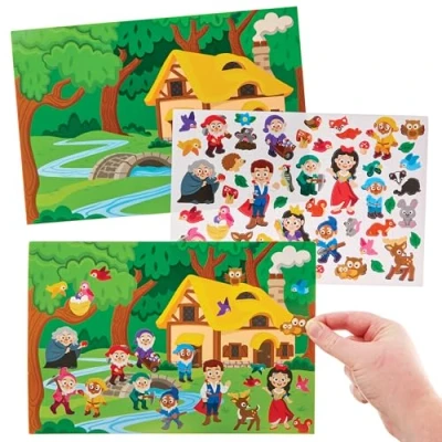 Abbildung von Baker Ross FN177 Schneewittchen Aufkleberszenen 4er Pack, selbstklebende Aufkleber für Kinder, Basteln Kinder