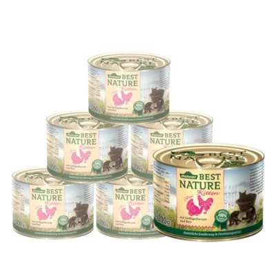 Abbildung von Dehner Best Nature Katzenfutter Kitten, Geflügelherzen und Reis, 6 x 200 g (1.2 kg)