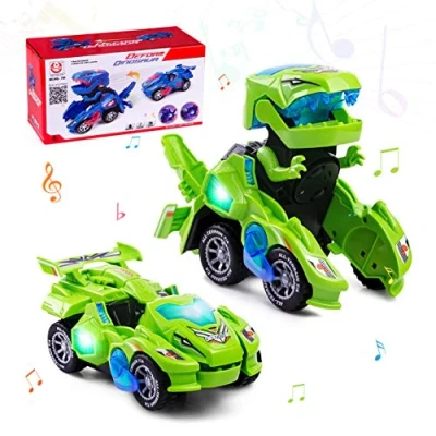 Abbildung von Highttoy Verformung Dinosaurier Spielzeug ab 3 4 5 6 Jahre,Automatische Verwandelndes Dino Auto mit Licht und Ton Kinderspielzeug Jahre Jungen Mädchen Geschenke Grün