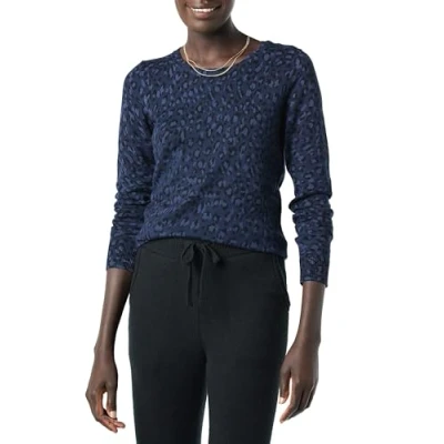 Abbildung von Amazon Essentials Damen Leichter, Langärmeliger Pullover Mit Rundhalsausschnitt (Erhältlich in Übergröße), Marineblau Gepard, M