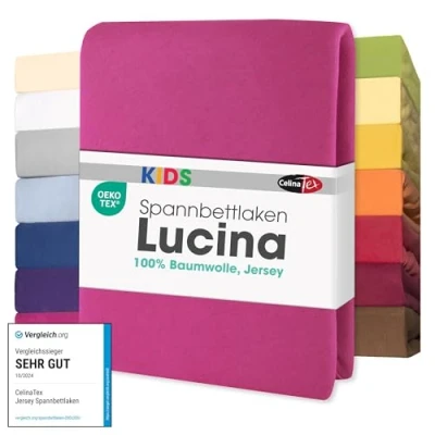 Abbildung von Spannbettlaken Lucina Minis Spannbetttuch Jersey 60x120 70x140cm pink, CelinaTex, Baumwolle, (1 Stück), bügelfrei,faltenfreier Sitz,formstabil und dauerelastisch