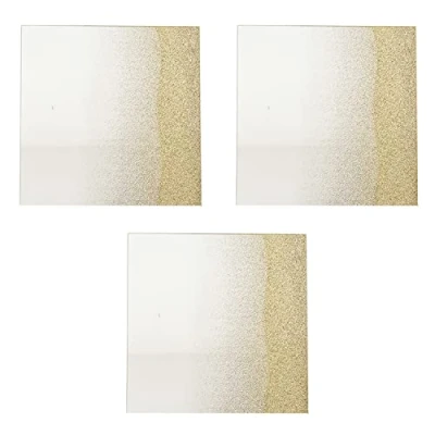 Abbildung von Mojawo 3er Set Glas Spiegel Untersetzer Unterlage Glasuntersetzer Glitzer Gold eckig 20cm