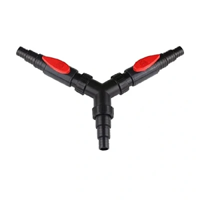 Abbildung von AquaOne Schlauchverbinder CST 02F Y Stück 25/32/38mm mit 2X Absperrhähnen I Hochwertiger Verbinder für Garten &amp; Schwimmbad Teichschlauch Poolschlauch Adapter Reduzierung Anschluss