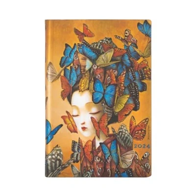 Abbildung von Paperblanks Flexi 12 Monatskalender 2024 Madame Butterfly, Horizontal Mini (140 x 95), Französisch