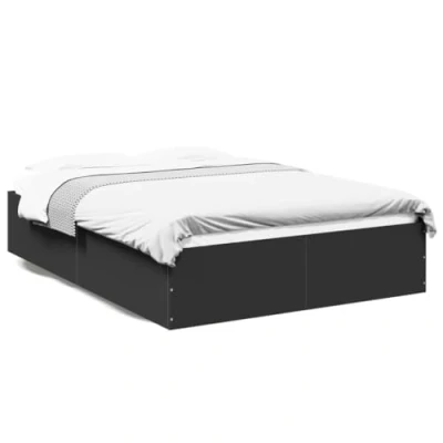 Abbildung von vidaXL Bettgestell, Bett Doppelbett für Schlafzimmer, Bettrahmen mit Lattenrost, Schlafzimmerbett Modernes Design, Schwarz 120x200cm Holzwerkstoff