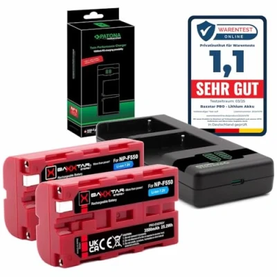 Abbildung von Baxxtar Pro NP F550 F570 Akku (2X 3500 mAh) mit PD Performance USB Ladegerät 161951 (max. 1500 mA)
