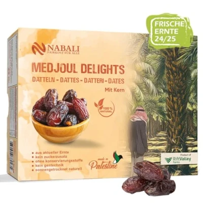 Abbildung von NABALI FAIRKOST Medjool Medjoul Datteln Delight Qualität I 100% natürlich aromatisch frisch &amp; vegan ohne Konservierungsstoffe honigsüß karamellig (1 kg (1er Pack))
