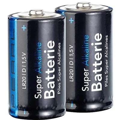 Abbildung von PEARL Monozellen Batterien: 2er Set Super Alkaline Batterien Typ Mono d, 1,5 v (Monozelle 1 5 Volt, Batterie Monozelle Größe Taschenlampen)