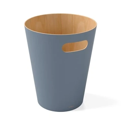 Abbildung von Umbra 082780 1050 Abfalleimer Zweifarbiger Holz Papierkorb für Büro, Badezimmer, Wohnzimmer und Mehr, Wood, 7.5 liters, Schieferblau